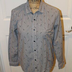 Children's Place  Guitars White/Blue Button Down Shirt All Cotton Boys XL